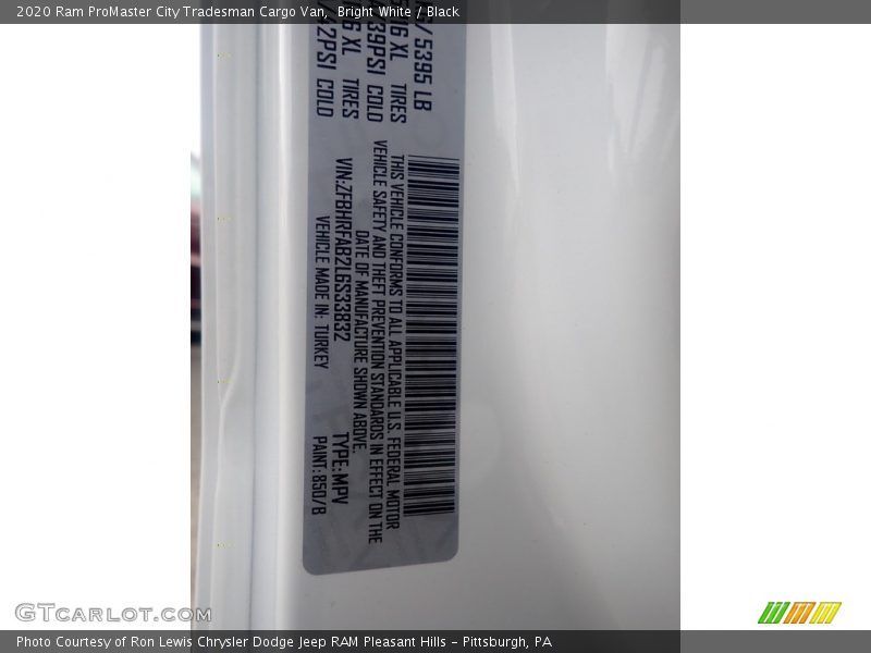 Bright White / Black 2020 Ram ProMaster City Tradesman Cargo Van