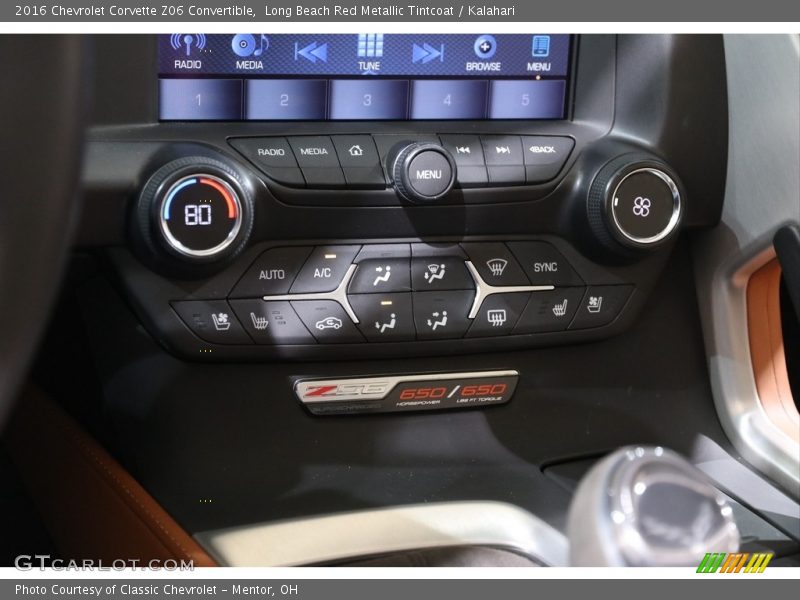 Controls of 2016 Corvette Z06 Convertible