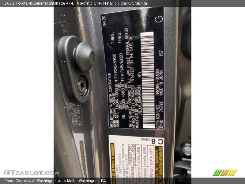 Magnetic Gray Metallic / Black/Graphite 2021 Toyota 4Runner Nightshade 4x4