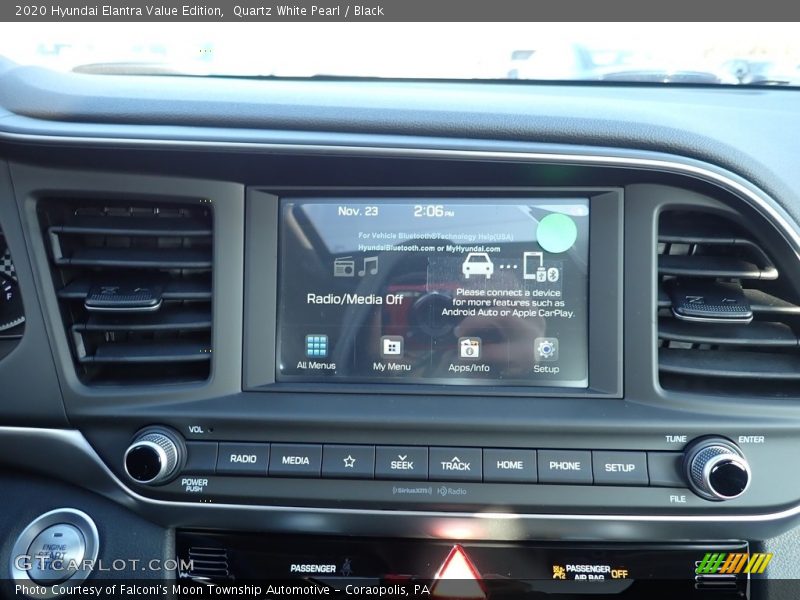 Quartz White Pearl / Black 2020 Hyundai Elantra Value Edition