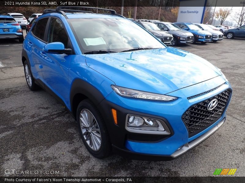Surf Blue / Black 2021 Hyundai Kona SEL AWD
