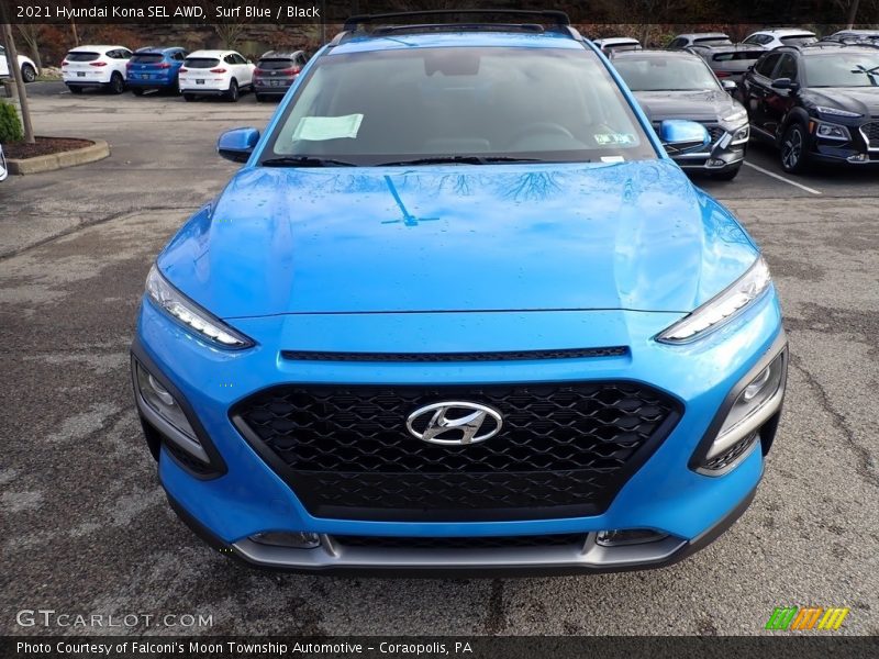 Surf Blue / Black 2021 Hyundai Kona SEL AWD