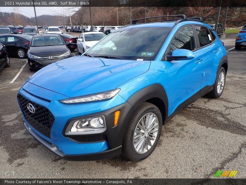Surf Blue / Black 2021 Hyundai Kona SEL AWD
