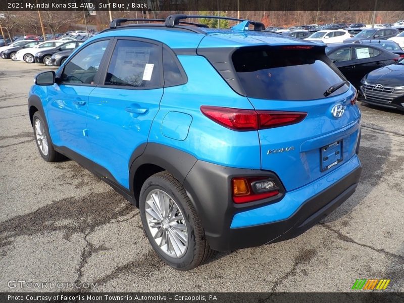 Surf Blue / Black 2021 Hyundai Kona SEL AWD
