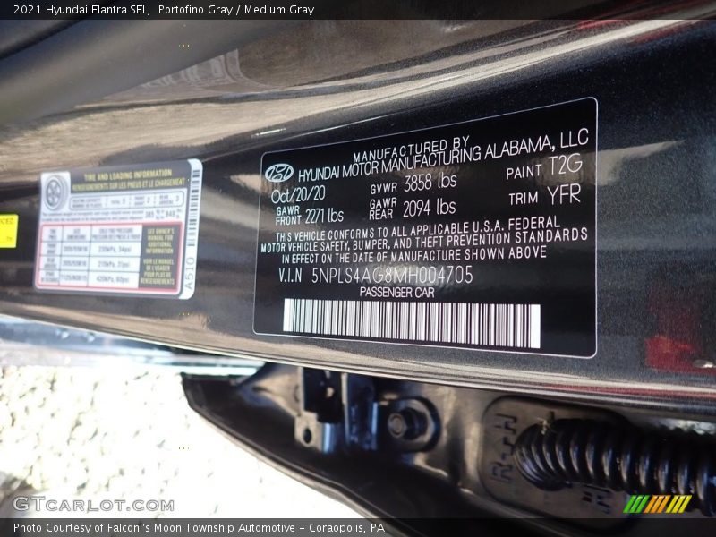 Portofino Gray / Medium Gray 2021 Hyundai Elantra SEL