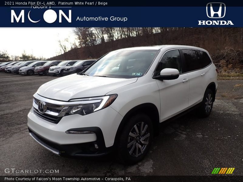 Platinum White Pearl / Beige 2021 Honda Pilot EX-L AWD