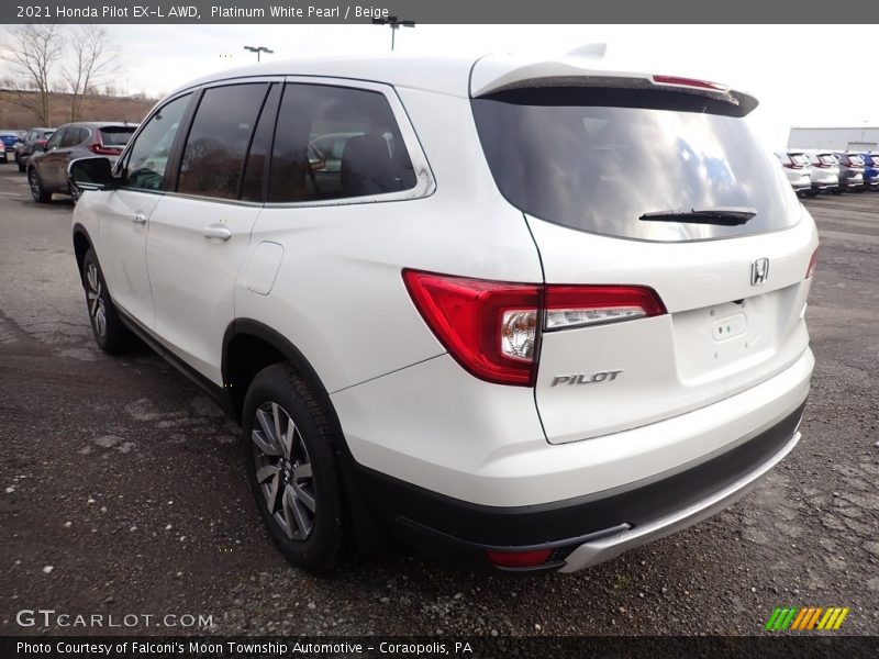 Platinum White Pearl / Beige 2021 Honda Pilot EX-L AWD