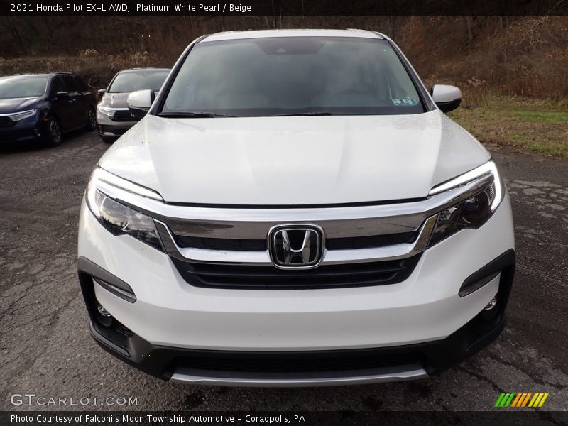 Platinum White Pearl / Beige 2021 Honda Pilot EX-L AWD