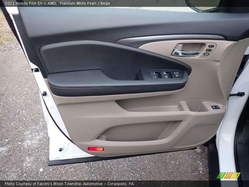 Platinum White Pearl / Beige 2021 Honda Pilot EX-L AWD