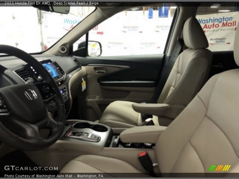 Deep Scarlet Pearl / Beige 2021 Honda Pilot EX AWD