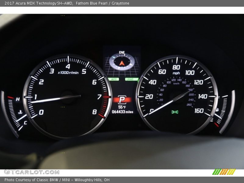 Fathom Blue Pearl / Graystone 2017 Acura MDX Technology SH-AWD