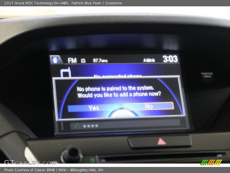 Fathom Blue Pearl / Graystone 2017 Acura MDX Technology SH-AWD