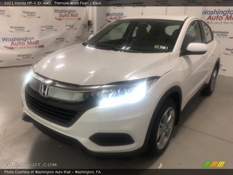 Platinum White Pearl / Black 2021 Honda HR-V EX AWD