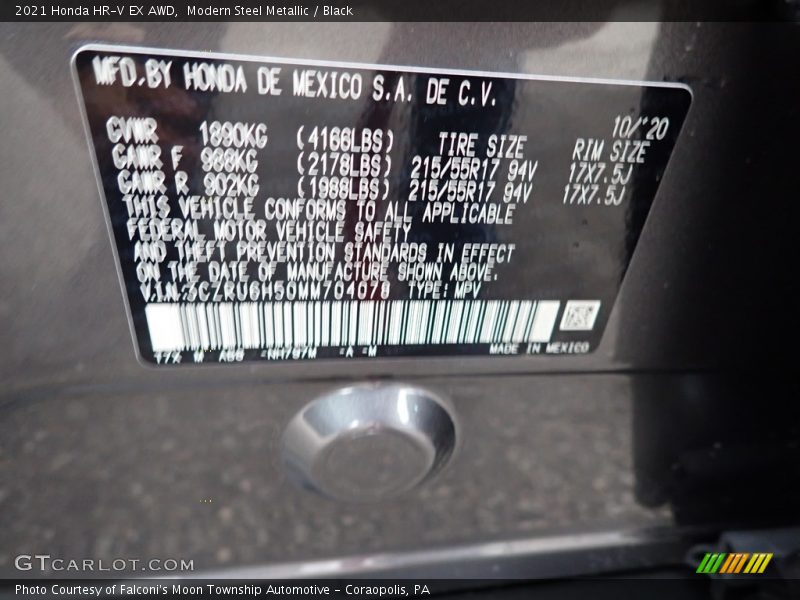 Modern Steel Metallic / Black 2021 Honda HR-V EX AWD