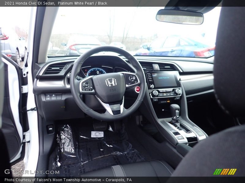 Platinum White Pearl / Black 2021 Honda Civic EX Sedan