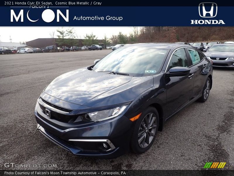 Cosmic Blue Metallic / Gray 2021 Honda Civic EX Sedan