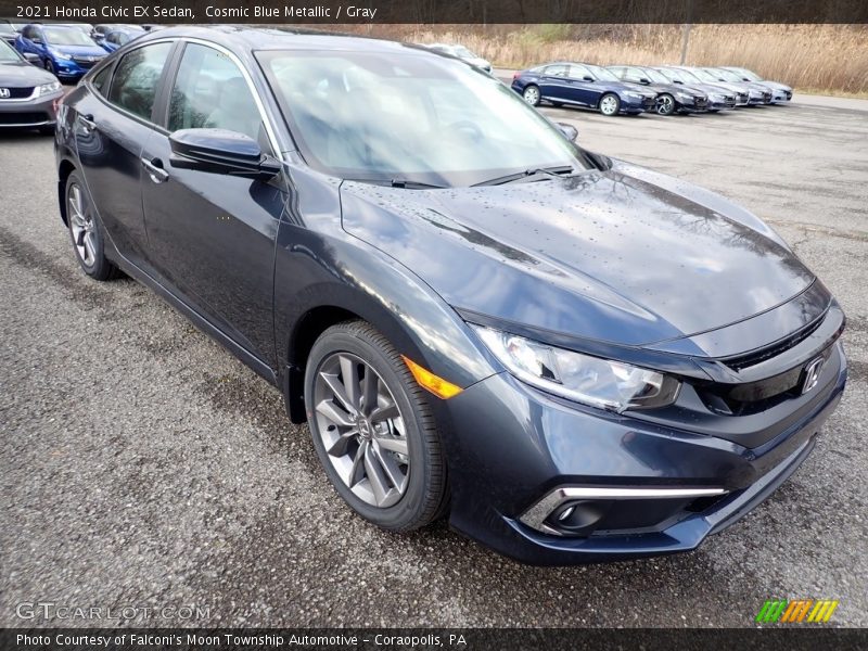 Cosmic Blue Metallic / Gray 2021 Honda Civic EX Sedan