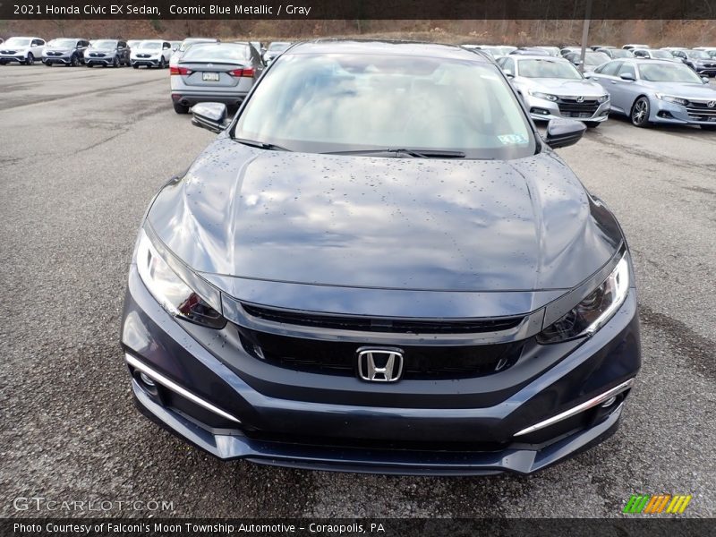 Cosmic Blue Metallic / Gray 2021 Honda Civic EX Sedan