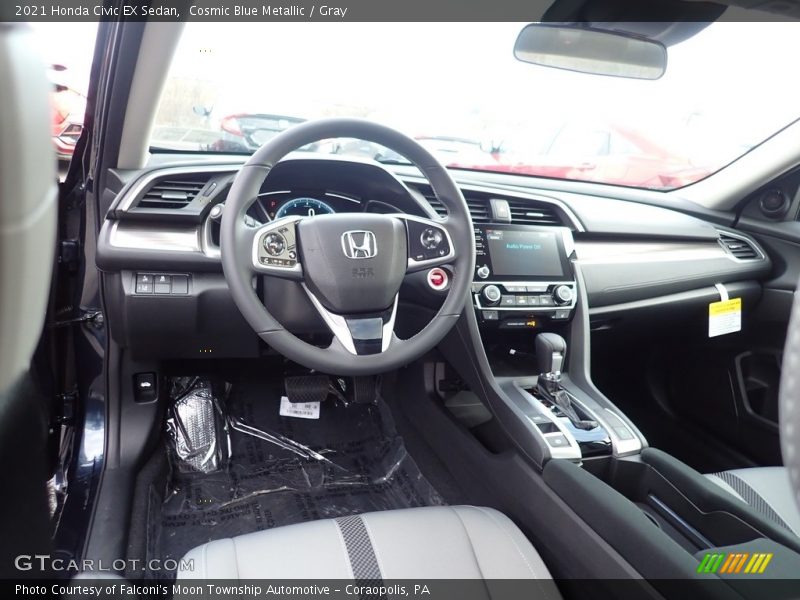 Cosmic Blue Metallic / Gray 2021 Honda Civic EX Sedan