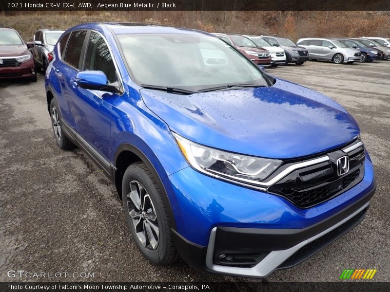 Aegean Blue Metallic / Black 2021 Honda CR-V EX-L AWD