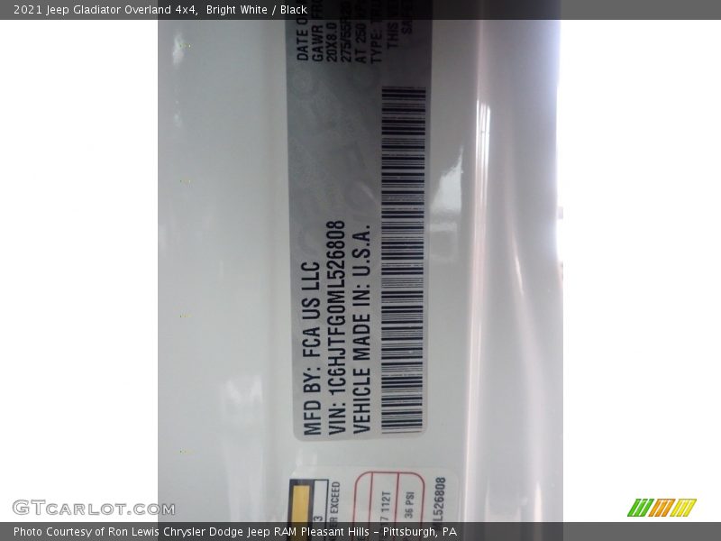 Bright White / Black 2021 Jeep Gladiator Overland 4x4