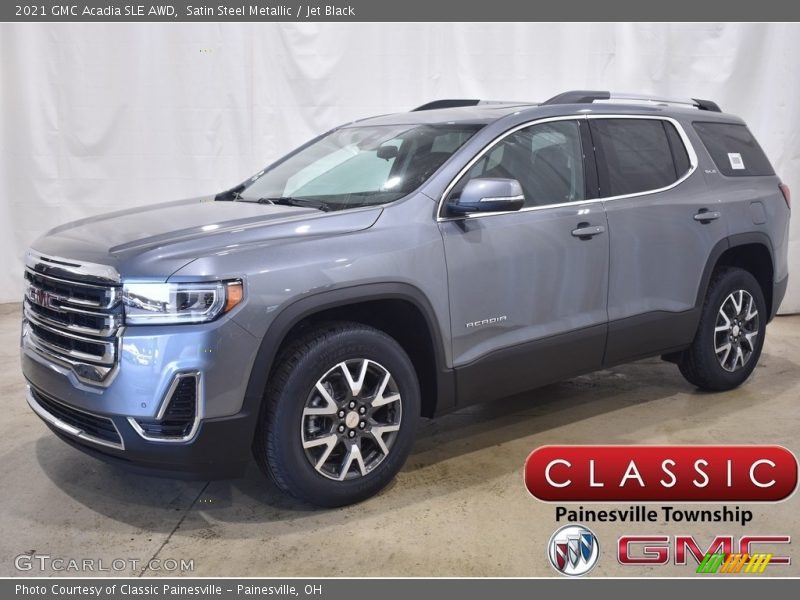 Satin Steel Metallic / Jet Black 2021 GMC Acadia SLE AWD
