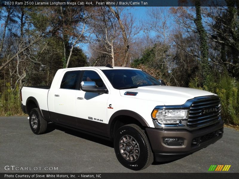 Pearl White / Black/Cattle Tan 2020 Ram 2500 Laramie Longhorn Mega Cab 4x4