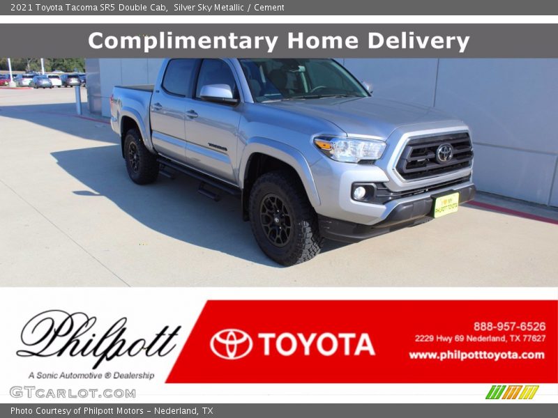 Silver Sky Metallic / Cement 2021 Toyota Tacoma SR5 Double Cab