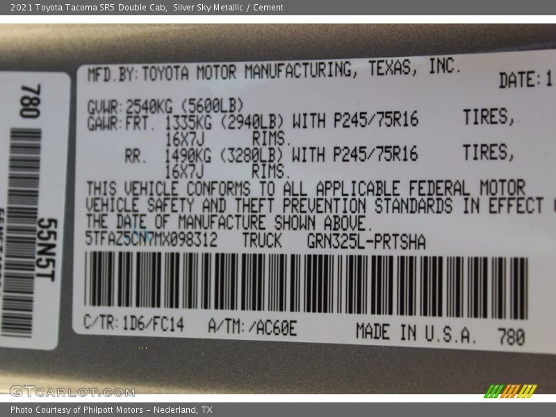 Silver Sky Metallic / Cement 2021 Toyota Tacoma SR5 Double Cab