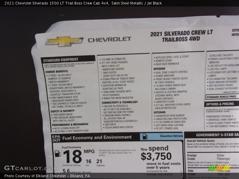 Satin Steel Metallic / Jet Black 2021 Chevrolet Silverado 1500 LT Trail Boss Crew Cab 4x4