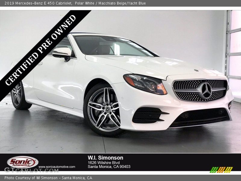 Polar White / Macchiato Beige/Yacht Blue 2019 Mercedes-Benz E 450 Cabriolet