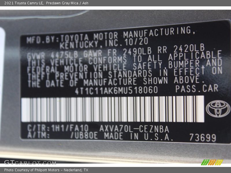 Predawn Gray Mica / Ash 2021 Toyota Camry LE