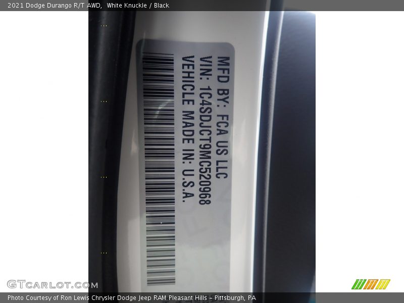 White Knuckle / Black 2021 Dodge Durango R/T AWD