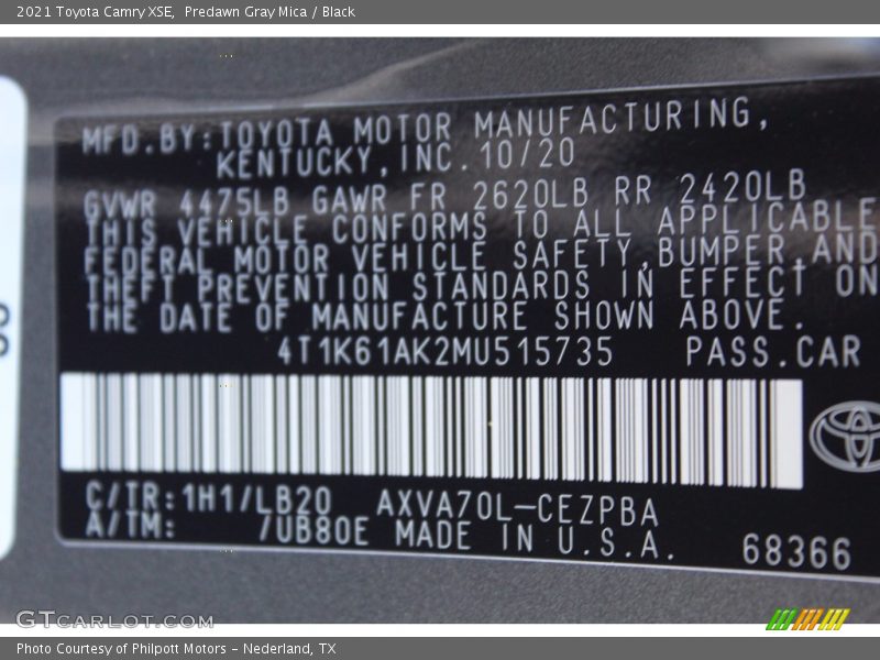 Predawn Gray Mica / Black 2021 Toyota Camry XSE