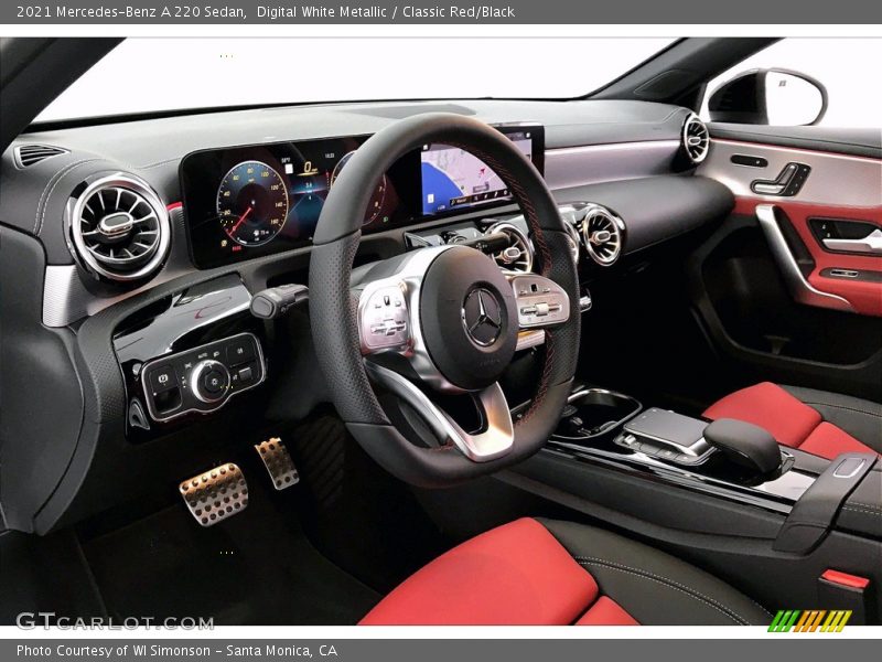 Digital White Metallic / Classic Red/Black 2021 Mercedes-Benz A 220 Sedan