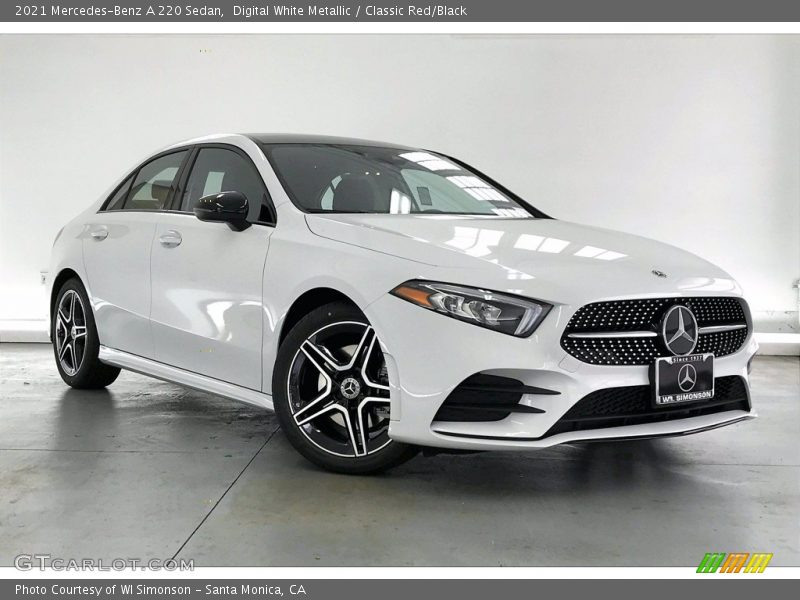 Digital White Metallic / Classic Red/Black 2021 Mercedes-Benz A 220 Sedan