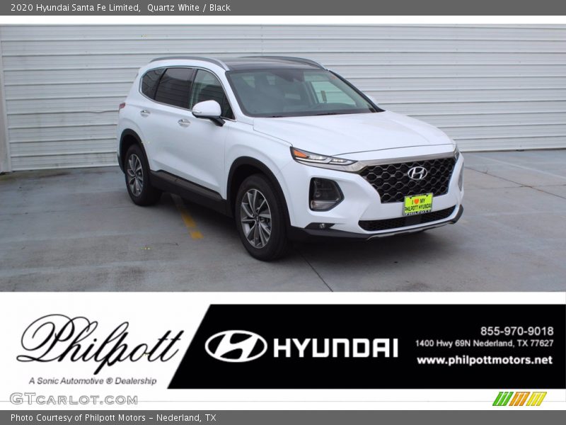 Quartz White / Black 2020 Hyundai Santa Fe Limited
