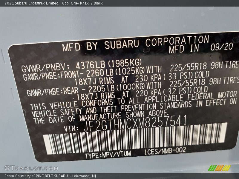 Cool Gray Khaki / Black 2021 Subaru Crosstrek Limited