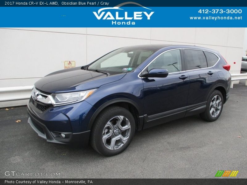 Obsidian Blue Pearl / Gray 2017 Honda CR-V EX-L AWD