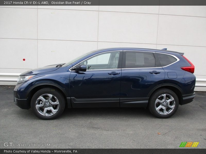 Obsidian Blue Pearl / Gray 2017 Honda CR-V EX-L AWD