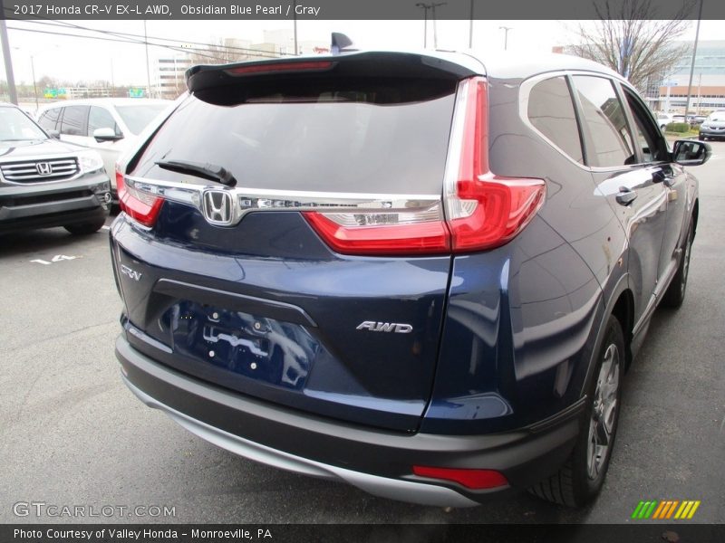 Obsidian Blue Pearl / Gray 2017 Honda CR-V EX-L AWD