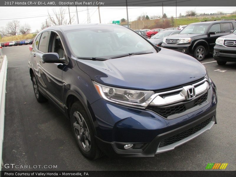 Obsidian Blue Pearl / Gray 2017 Honda CR-V EX-L AWD