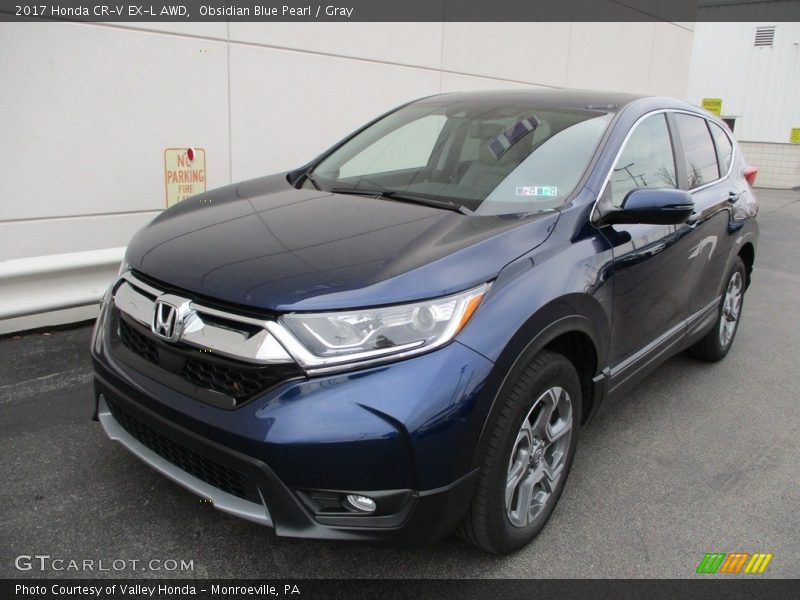 Obsidian Blue Pearl / Gray 2017 Honda CR-V EX-L AWD