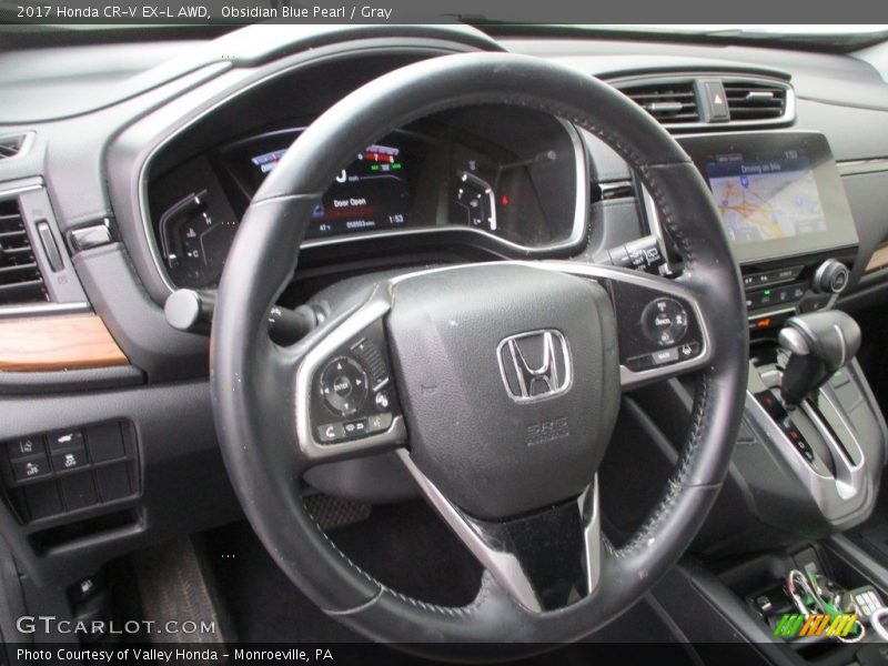 Obsidian Blue Pearl / Gray 2017 Honda CR-V EX-L AWD