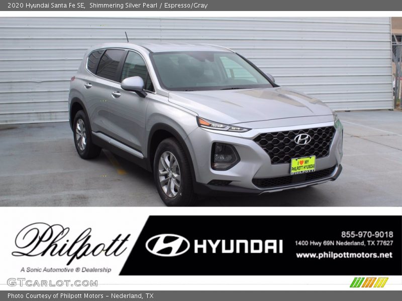 Shimmering Silver Pearl / Espresso/Gray 2020 Hyundai Santa Fe SE