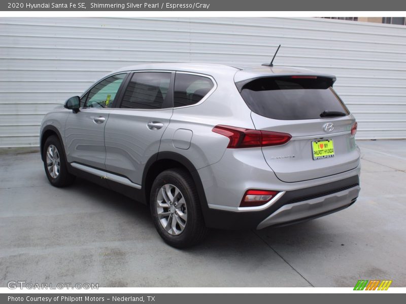 Shimmering Silver Pearl / Espresso/Gray 2020 Hyundai Santa Fe SE