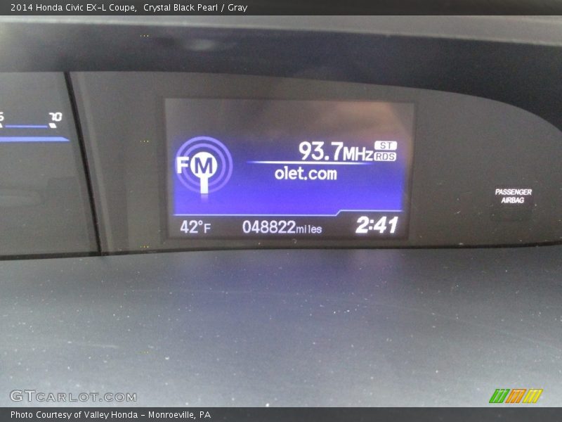 Crystal Black Pearl / Gray 2014 Honda Civic EX-L Coupe