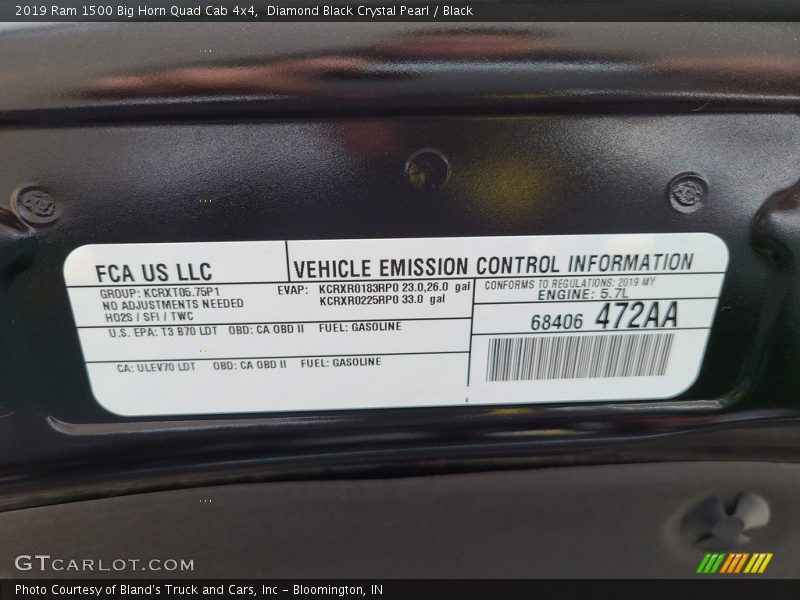 Diamond Black Crystal Pearl / Black 2019 Ram 1500 Big Horn Quad Cab 4x4