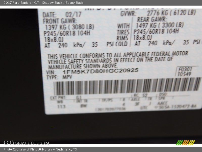 Shadow Black / Ebony Black 2017 Ford Explorer XLT