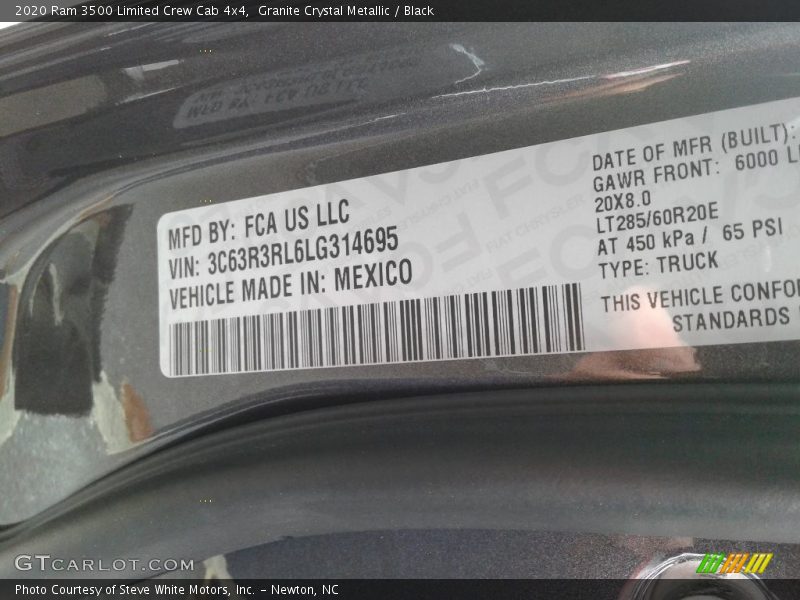 Granite Crystal Metallic / Black 2020 Ram 3500 Limited Crew Cab 4x4